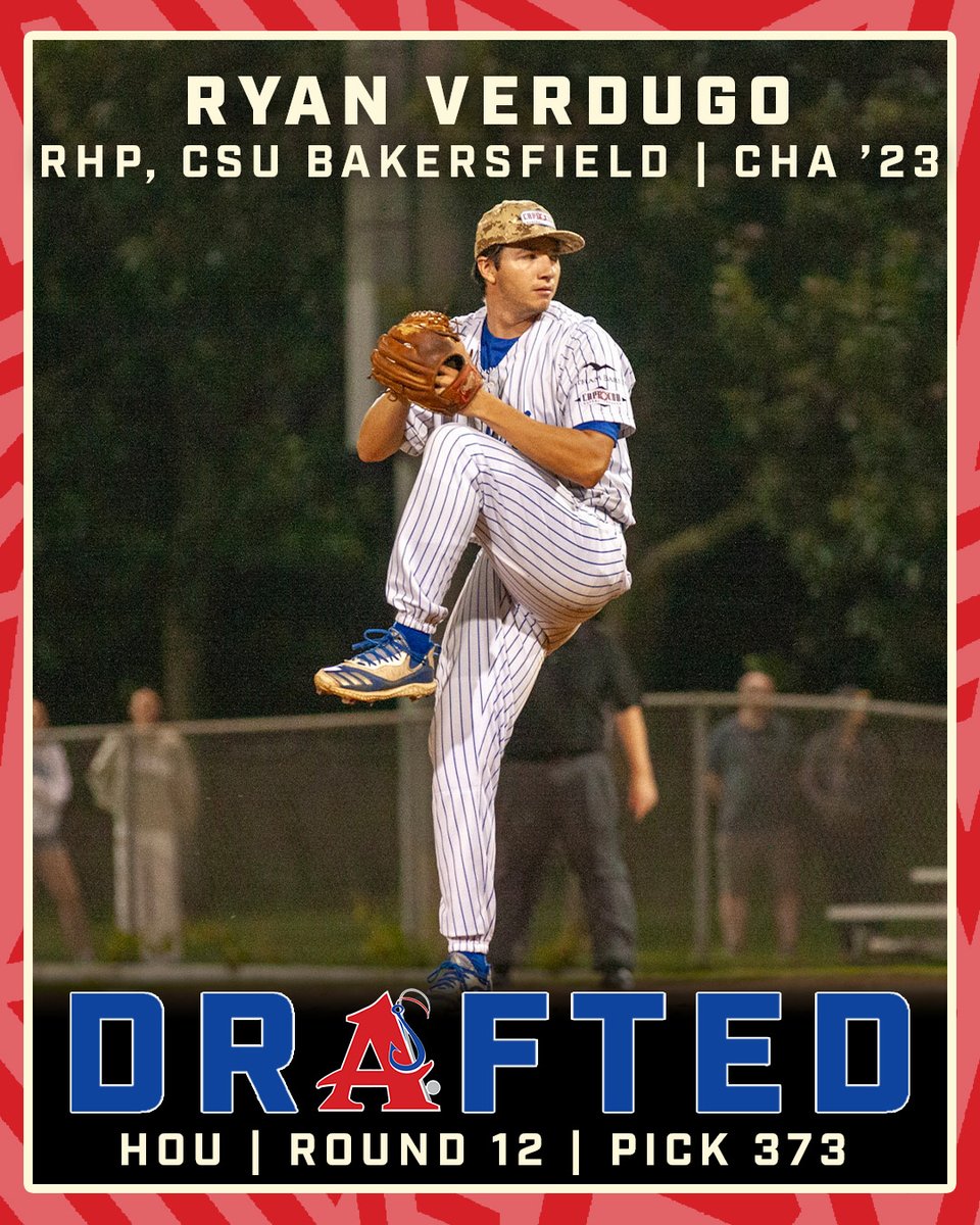 The <a href="/astros/">Houston Astros</a> select Ryan Verdugo (Chatham '23) with the 373th pick in the 2024 MLB Draft.

The <a href="/CSUB_Baseball/">Cal State Bakersfield Baseball</a> pitcher threw 10 and struck out 11 batters in five games for the Anglers.