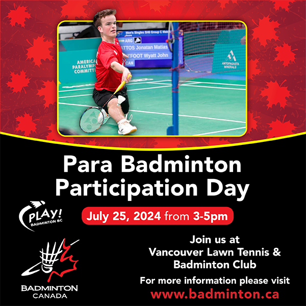 Dr. Ben Mortenson Research (@mortensonlab) on Twitter photo Join <a href="/canadabadminton/">Badminton Canada</a> at the Vancouver Lawn Tennis and Badminton Club on Thursday, July 25 from 3-5 pm to try out this fun and inclusive sport! For more info go to badminton.ca/page/40825/Par… Join <a href="/canadabadminton/">Badminton Canada</a> at the Vancouver Lawn Tennis and Badminton Club on Thursday, July 25 from 3-5 pm to try out this fun and inclusive sport! For more info go to badminton.ca/page/40825/Par…