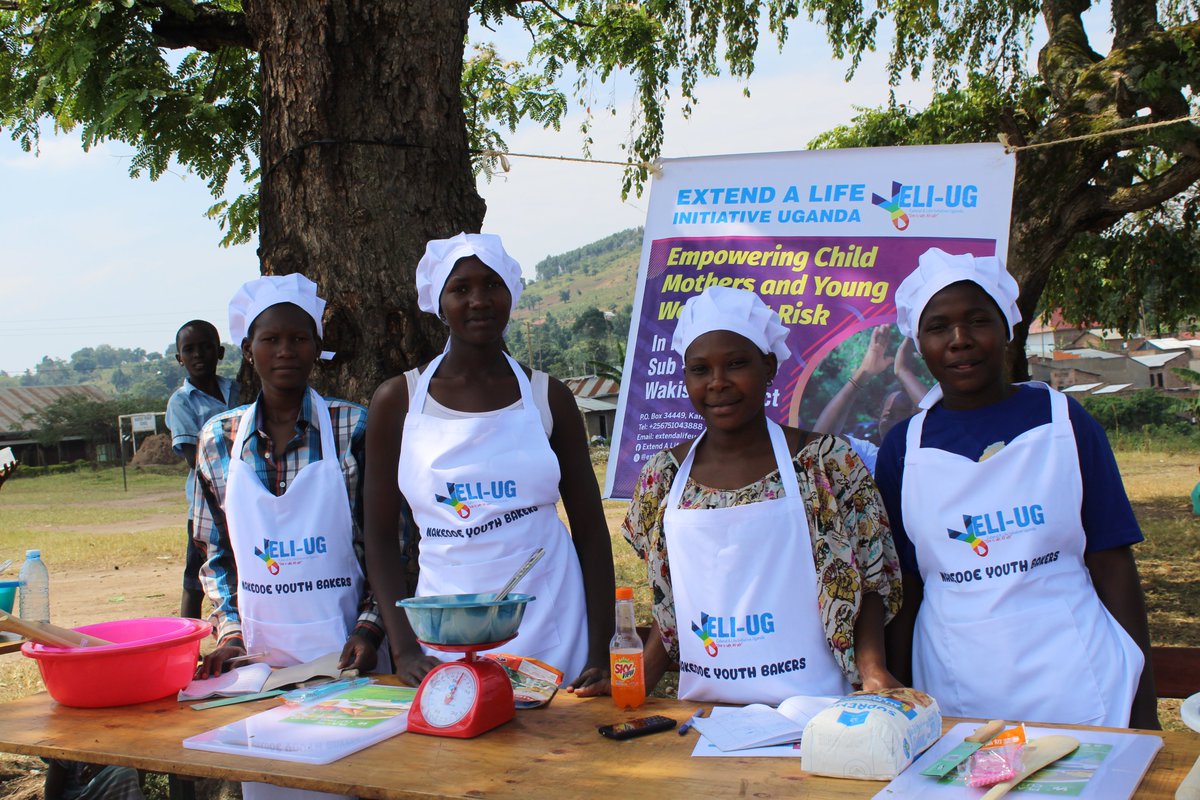 extend_uganda's tweet photo. Our second year of partnership with @WomenFirstFund has enabled child mothers in Nakedde Parish of Namayumba Sub County to set up an Income Generating Activity in Bakery and Pastry for economic Self-Reliance  in an effort to end child marriages and teenage pregnancies. https://t.co/TZBNZwTXgH