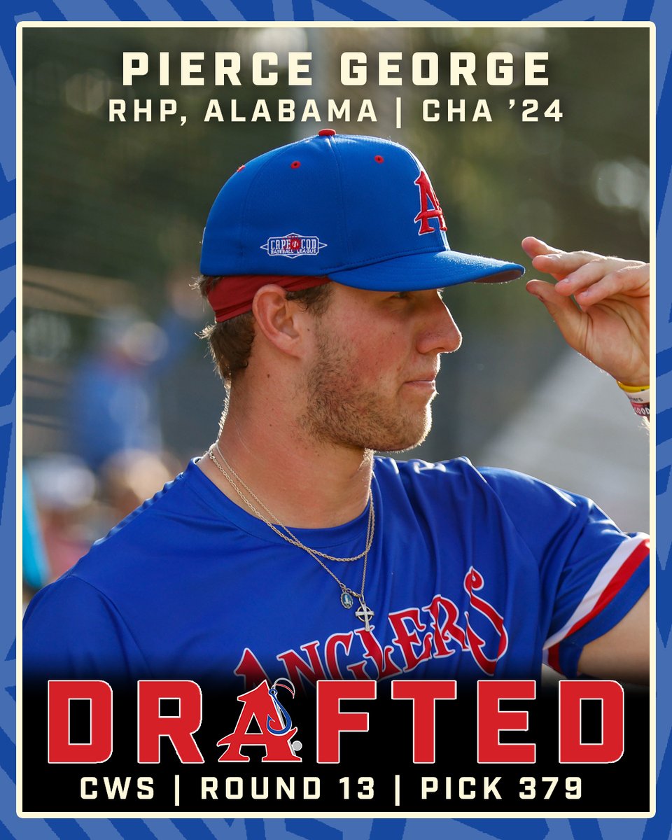 ChathamAnglers's tweet photo. The @whitesox select Pierce George (Chatham '24) with the 379th pick in the 2024 MLB Draft. 

The @AlabamaBSB pitcher appeared in four games for the Anglers, throwing 7.1 innings while registering 11 strikeouts. https://t.co/JLUwBW4dsz