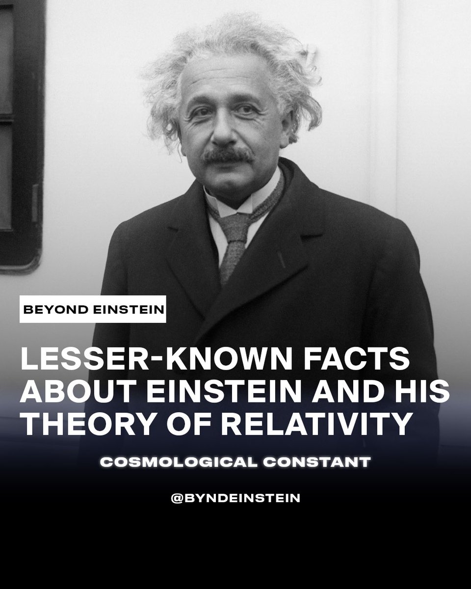 ByndEinstein's tweet image. Let’s talk about one of the most famous “errors” Einstein acknowledged …The COSMOLOGICAL CONSTANT🔭

This is a lesser known fact about Albert Einstein💡

A quick thread🧵🪡
#beyondeinstein #cosmology #physics #einstein