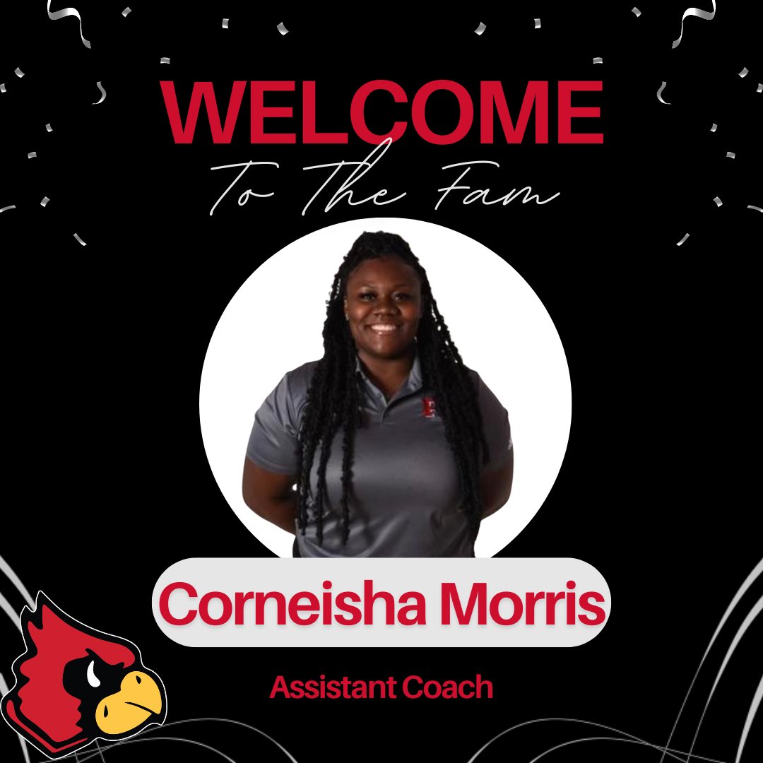 cardswomenbball's tweet photo. Cardinal fans, help us welcome our new assistant coach, Coach C! Corneisha is young, talented, &amp; will bring an elite mindset/ great character to our program! She’s the wife of Richard Morris &amp; mother to Christian &amp; Richard Jr.

We are excited to have her and her family join us! https://t.co/3ATupCzSRc