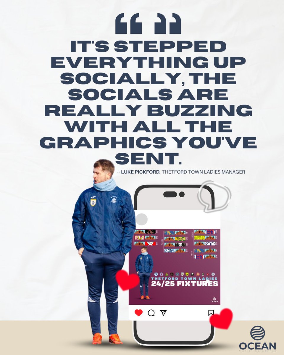 Always enjoy getting feedback from clients, have loved working with @FC_Thetford  so far and can't wait for the season to start.

If you want improvements on your socials then get in touch and let us discuss options.