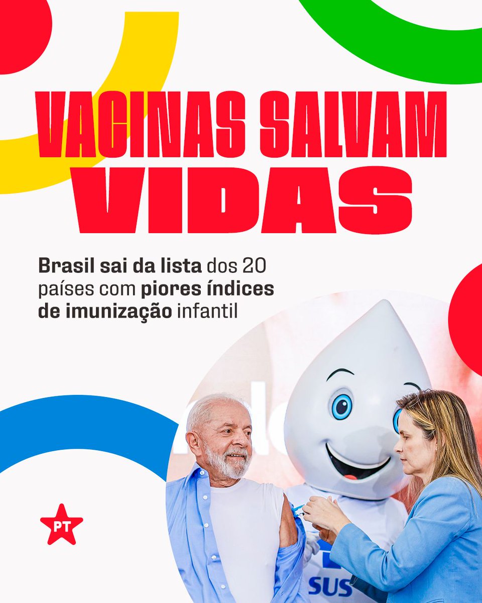 Após o negacionismo bolsonarista, que derrubou a cobertura vacinal no país, a OMS e a Unicef comprovaram que o Brasil saiu do ranking de países com mais crianças não vacinadas, graças ao Governo Lula que investiu em políticas públicas de imunização.

➡️ bit.ly/PT-VacinacaoIn…