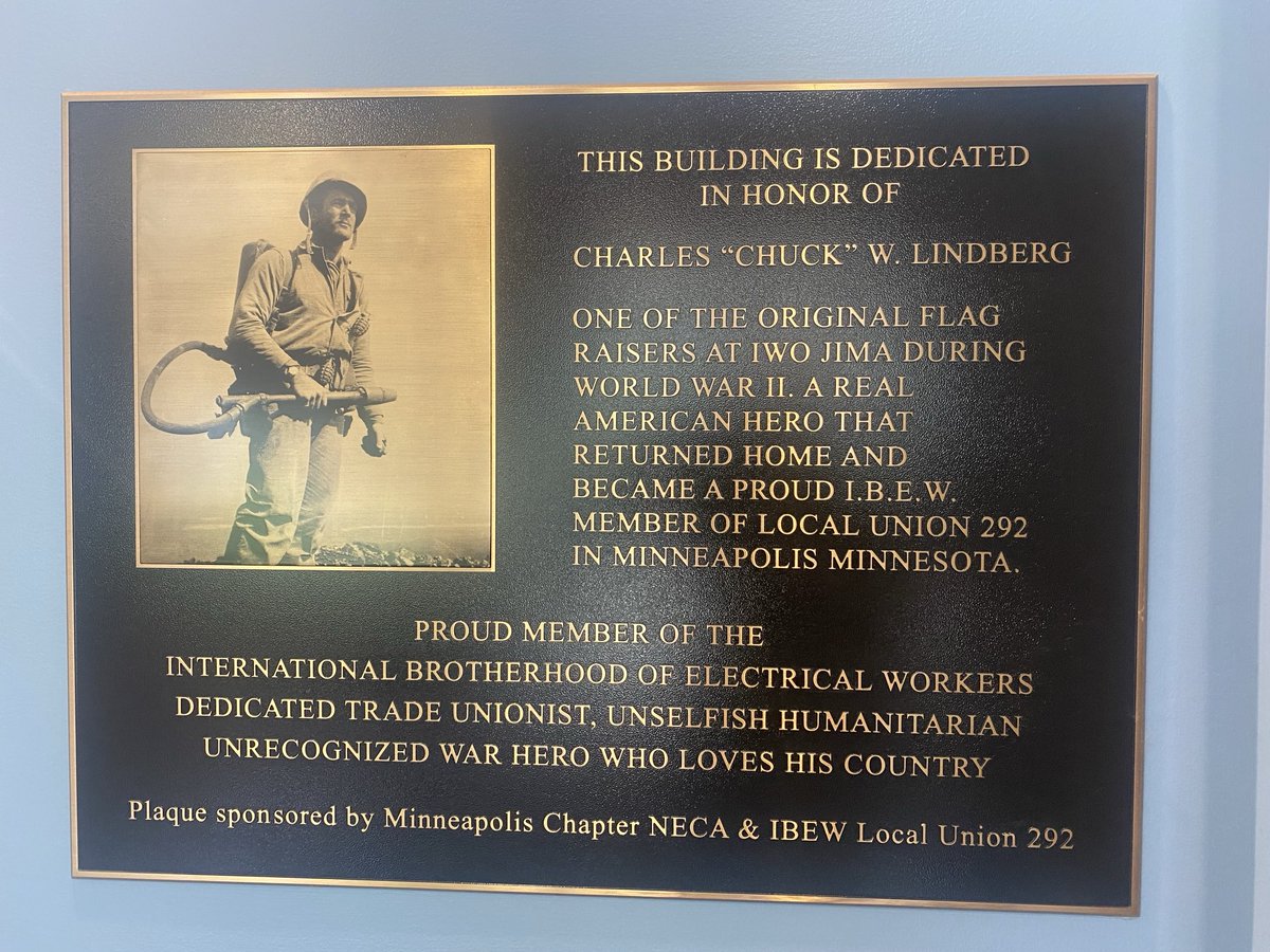The ⁦<a href="/IBEW292/">IBEW292</a>⁩ training center is named after Chuck Lindberg.  If you don’t know the name, read the photo.  Real life John Wayne.  BMF.  The trades always honor their members who served our nation.  Respect.