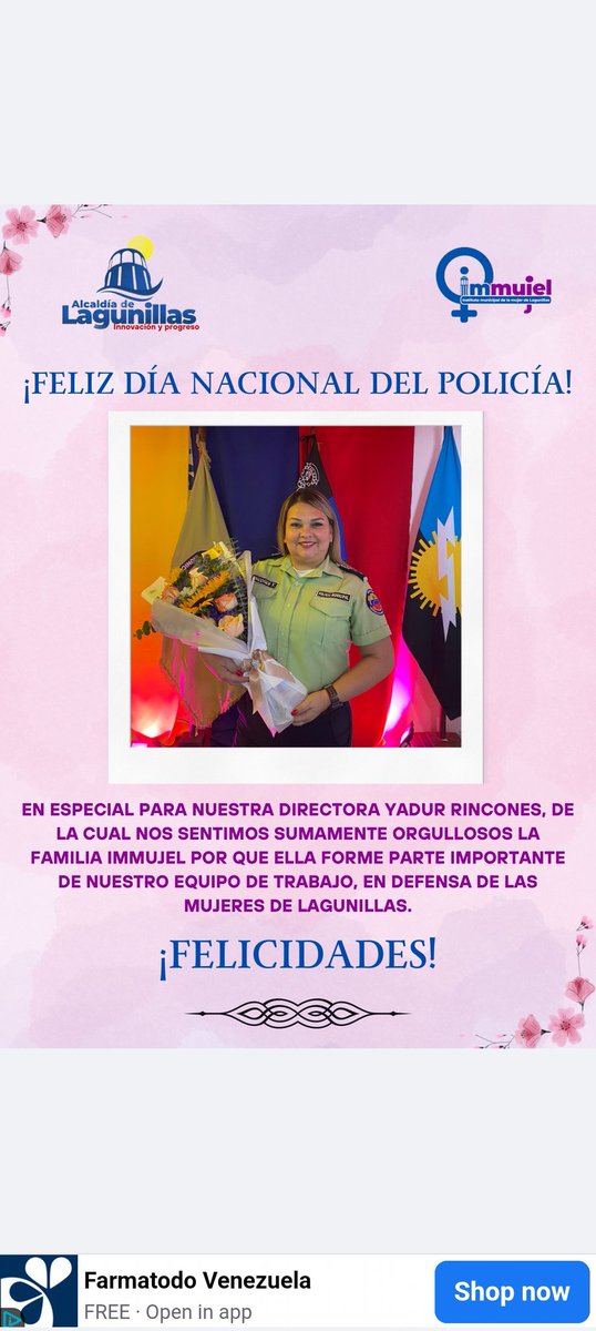 immujellags's tweet photo. Feliz Dia Nacional Del Policía! 
Bendiciones 
#ciudadojeda #lagunillas #Zulia #Venezuela #dianacionaldelpolicia #martes16dejulio https://t.co/H1HzWr4h1E