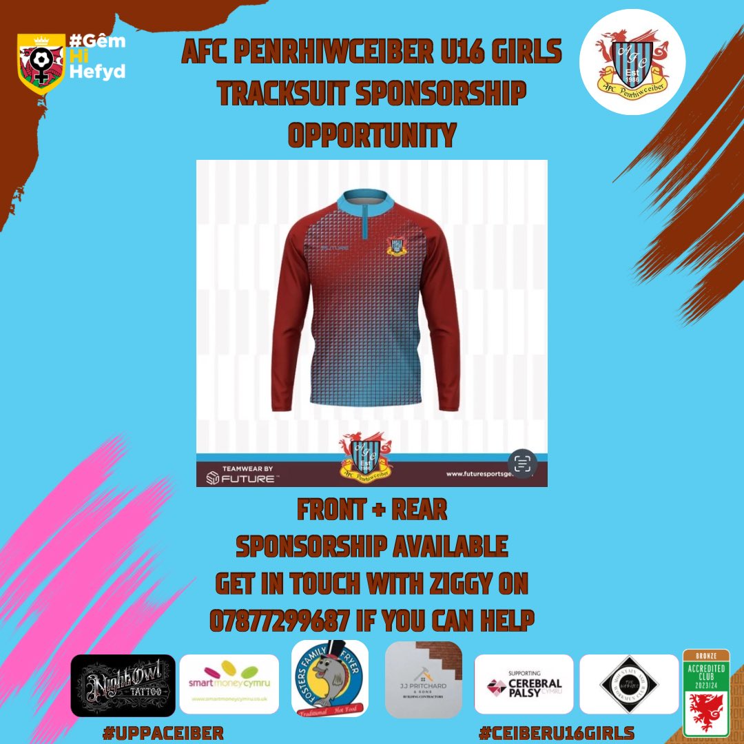 AfcPenrhiwceib1's tweet photo. Looking for sponsorship on our under 16 girls tracksuits for the new season. The girls travel the breadth of South Wales to games so plenty of publicity plus lots of social media shoutouts. Tag away with companies that could help, retweet  or send them out way #ceiberu16girls 🤞🏻 https://t.co/LYqLU4DM7i