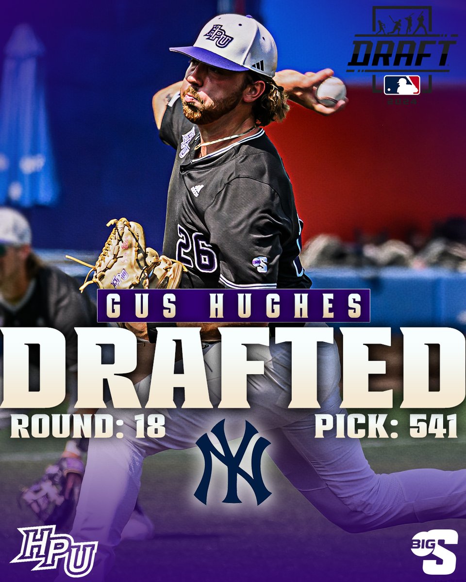 Big South Conference (@bigsouthsports) on Twitter photo 𝗣𝗨𝗧 𝗢𝗡 𝗬𝗢𝗨𝗥 𝗣𝗜𝗡𝗦𝗧𝗥𝗜𝗣𝗘𝗦 👏
The <a href="/Yankees/">New York Yankees</a> have selected <a href="/HPUBaseball/">High Point Baseball</a> RHP <a href="/gus_hughes13/">Gus Hughes</a> in the 18th Round of the #MLBDraft!
#BigSouthBase | #BigSouthMade 𝗣𝗨𝗧 𝗢𝗡 𝗬𝗢𝗨𝗥 𝗣𝗜𝗡𝗦𝗧𝗥𝗜𝗣𝗘𝗦 👏
The <a href="/Yankees/">New York Yankees</a> have selected <a href="/HPUBaseball/">High Point Baseball</a> RHP <a href="/gus_hughes13/">Gus Hughes</a> in the 18th Round of the #MLBDraft!
#BigSouthBase | #BigSouthMade