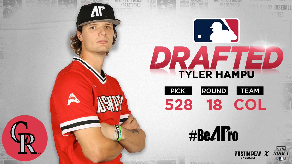 Austin Peay Baseball (@govsbsb) on Twitter photo #Stacheville to <a href="/Rockies/">Colorado Rockies</a>!
The Colorado Rockies select Austin Peay RP Tyler Hampu in the 18th round (528th pick)!
๐๐จ๐ง๐ ๐ซ๐๐ญ๐ฎ๐ฅ๐๐ญ๐ข๐จ๐ง๐ฌ ๐๐ฒ๐ฅ๐๐ซ!
#LetsGoPeay | #BeAPro #Stacheville to <a href="/Rockies/">Colorado Rockies</a>!
The Colorado Rockies select Austin Peay RP Tyler Hampu in the 18th round (528th pick)!
๐๐จ๐ง๐ ๐ซ๐๐ญ๐ฎ๐ฅ๐๐ญ๐ข๐จ๐ง๐ฌ ๐๐ฒ๐ฅ๐๐ซ!
#LetsGoPeay | #BeAPro