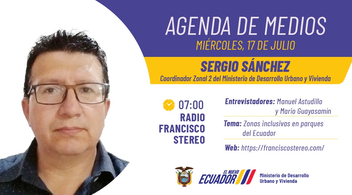 ViviendaEc's tweet photo. #EnMedios 🎙️ | Conoce más sobre la #GestiónMiduvi 🏡🇪🇨
Te invitamos a seguir la entrevista que nuestro Coordinador Regional #Zonal2, mantendrá en @franciscostere.
🗓️ Miércoles, 17 de julio
⏰ 07h00
🛝 Tema: Zonas inclusivas en parques del #Ecuador 👩🦽
#ElNuevoEcuadorResuelve 🇪🇨 https://t.co/TmRuuKlSQy
