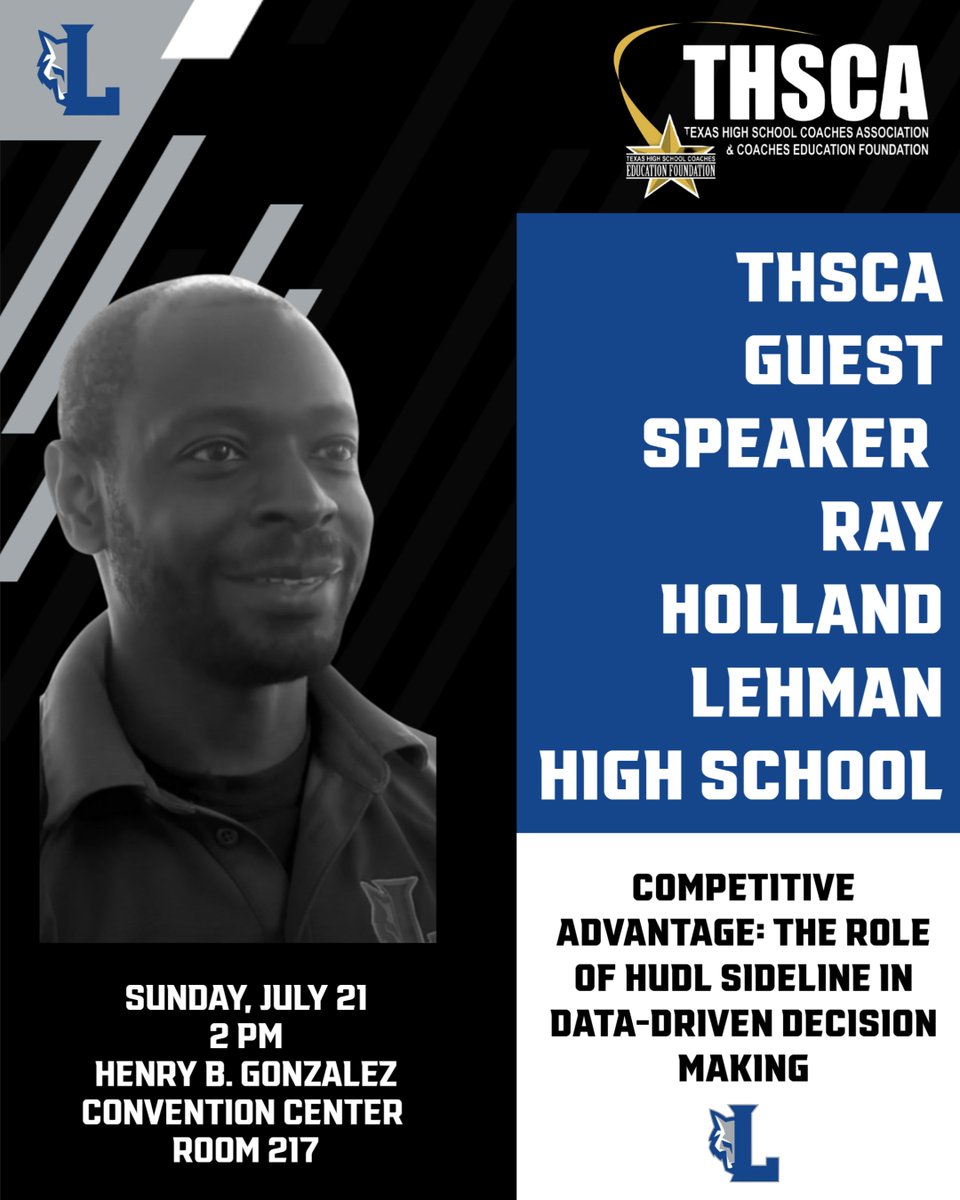 What an opportunity for our very own <a href="/LehmanLobosFB/">Lehman Lobos Football</a> statistician to be asked to speak about <a href="/Hudl/">Hudl</a> techniques he uses with students to maximize our efforts as a coaching staff! <a href="/THSCAcoaches/">THSCA</a> will learn so much at this talk! #DRACO