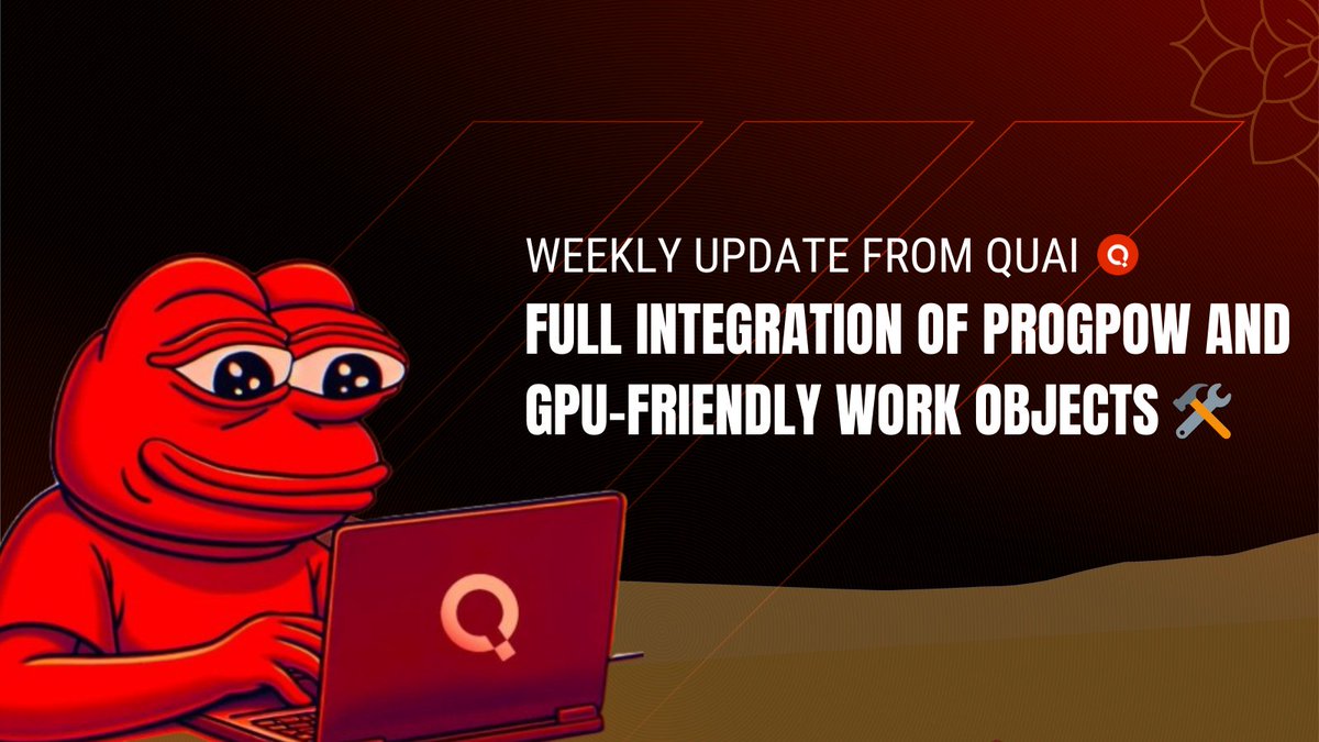 vadim_kesha1's tweet photo. Weekly Update from Quai: Full Integration of ProgPoW and GPU-Friendly Work Objects 🛠
@QuaiNetwork continues to amaze us !
#Blockchain #Decentralization #ProgPoW #GPUMining #CryptoMining https://t.co/uXP2bF53Oj