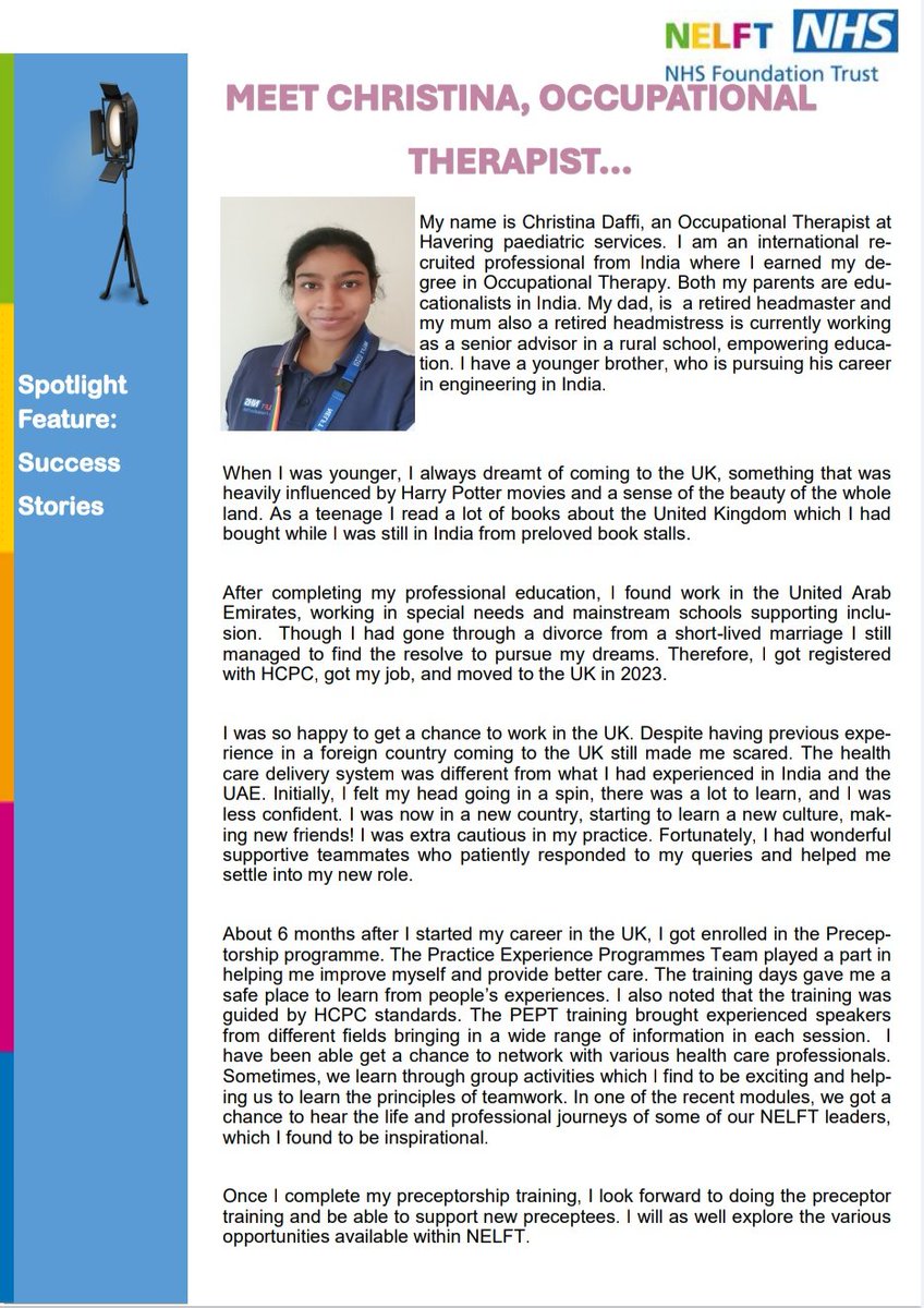 NELFT_AHP's tweet photo. We established our first formal international recruitment campaign for AHPs and welcomed 10 amazing new OTs to @nelft.

@Favourigwe_Orie &amp; @KatieFrancisRab we're instrumental in this effort. 

Below is a great written piece from one of our new internationally educated colleagues. https://t.co/JDWjjAyfVH