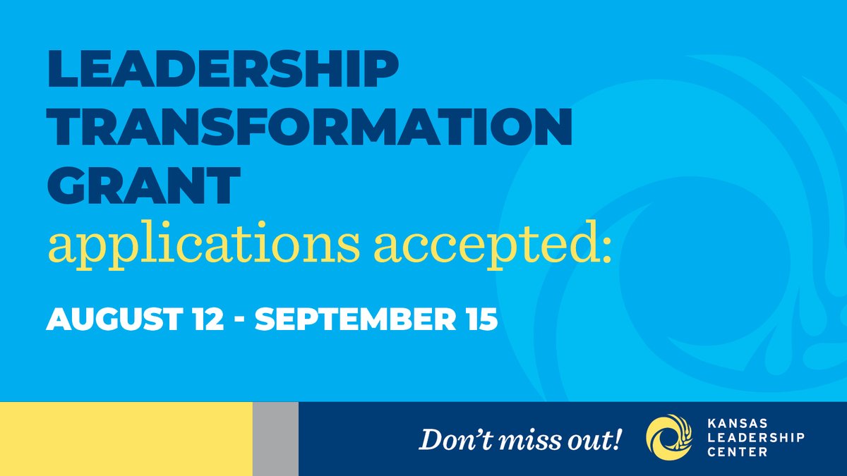 TheKLC's tweet photo. 🚀 Ready to elevate your organization through the transformative power of leadership? 🎯 Mark August 12 on your calendar—and start preparing to apply for a 2025 Leadership Transformation Grant.
https://t.co/QtNySqz1QR
#WhenEveryoneLeads #Kansas #Leadership #KLCpath https://t.co/7oclGS7aZG