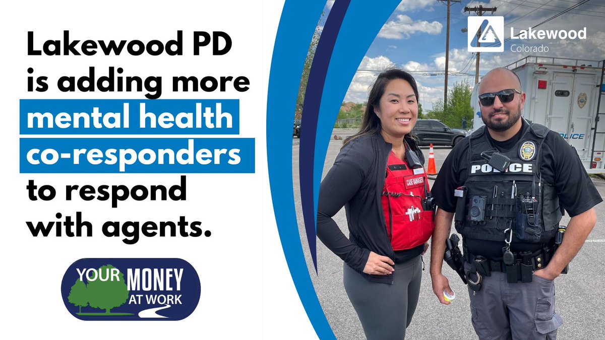 LakewoodCOgov's tweet photo. .@LakewoodPDCO is adding more mental health co-responders to respond to calls alongside police agents.
These caring professionals provide essential support and de-escalation expertise during crisis situations. It's #YourMoneyAtWork, helping us respond with care and compassion. https://t.co/IQcLIIefRE