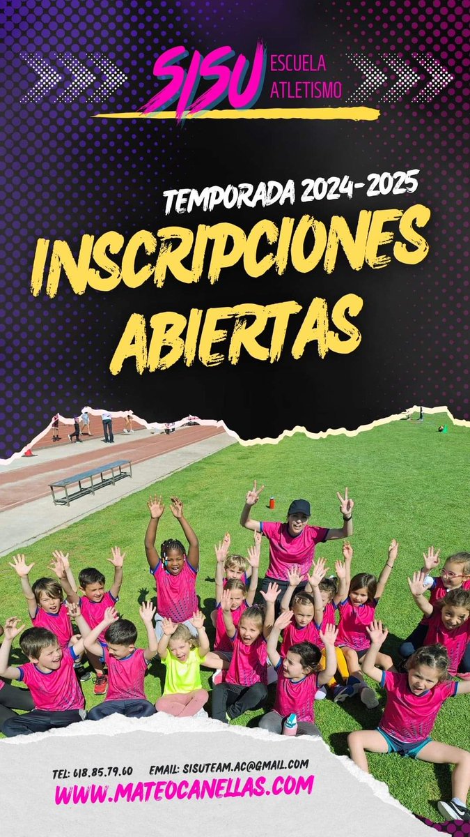 🌟 ¡Descubre el Atleta que tu Hijo Lleva Dentro! 🌟

¿Tu hijo corre, salta y juega con energía infinita? ¡Es hora de transformar esa pasión en habilidades deportivas para toda la vida!

📅 Inscripciones Abiertas para la Escuela de Atletismo 2024-2025
