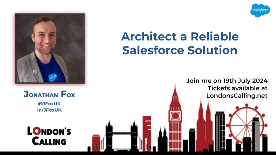 JFoxUK's tweet photo. Interested in how to Architect a Reliable #Salesforce solution?
Join me at @LDNsCall where I will also be hosting a workshop on one aspect of a well-architected solution. Trusted, Reliable.
#LC24 #LDNsCall https://t.co/z8TyYAnifi