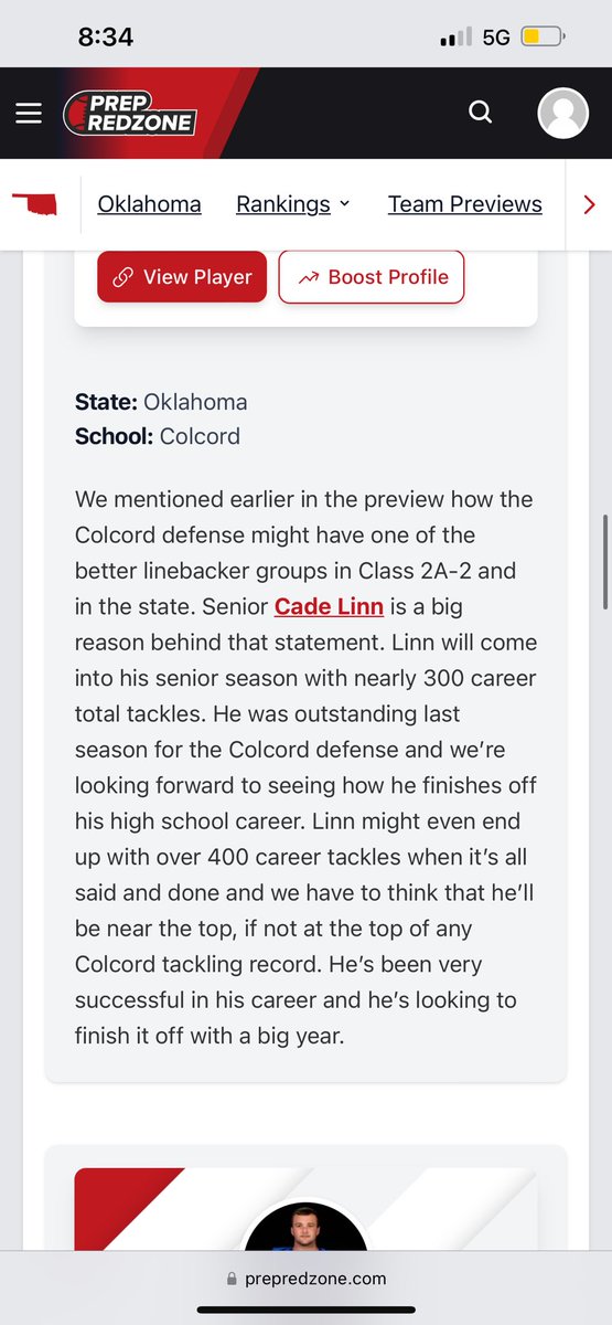 linn_cade15's tweet photo. Exactly 45 days till we go back to war!! Can’t wait!! Thank you to @PrepRedzoneOK and Micheal knight for the article and giving props to the colcord football program! 🔥🔥@CoachGoodman66 @CoachHarelson @CoachGHiggins @LinebackerCamps @SWOSUFootball @emporiastate @colcordfootbal1 https://t.co/sz6u3mS0x8