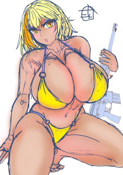 昨日頑張ってライフル描きましたが、キャラでほとんど隠れます。
まぁライフルだけ別に線画描いてるから流用出来るんだけどね。 