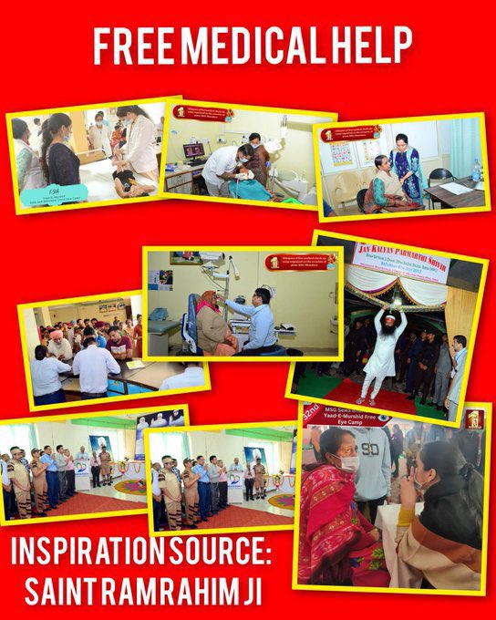 MDhand1872's tweet photo. Health is the highest form of happiness, Inspired by Ram Rahim the followers of DSS organise a free medical camps every month in which #FreeHealthCheckups done by qualified doctors for the people who are less fortunate & don't have enough money to get medical treatment.💫🤍 https://t.co/N5v9K5apAu