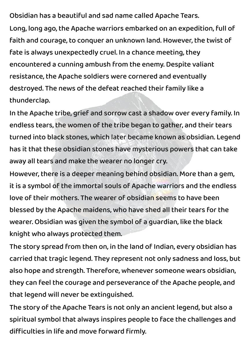 Did you know that obsidian is called Apache's tears.