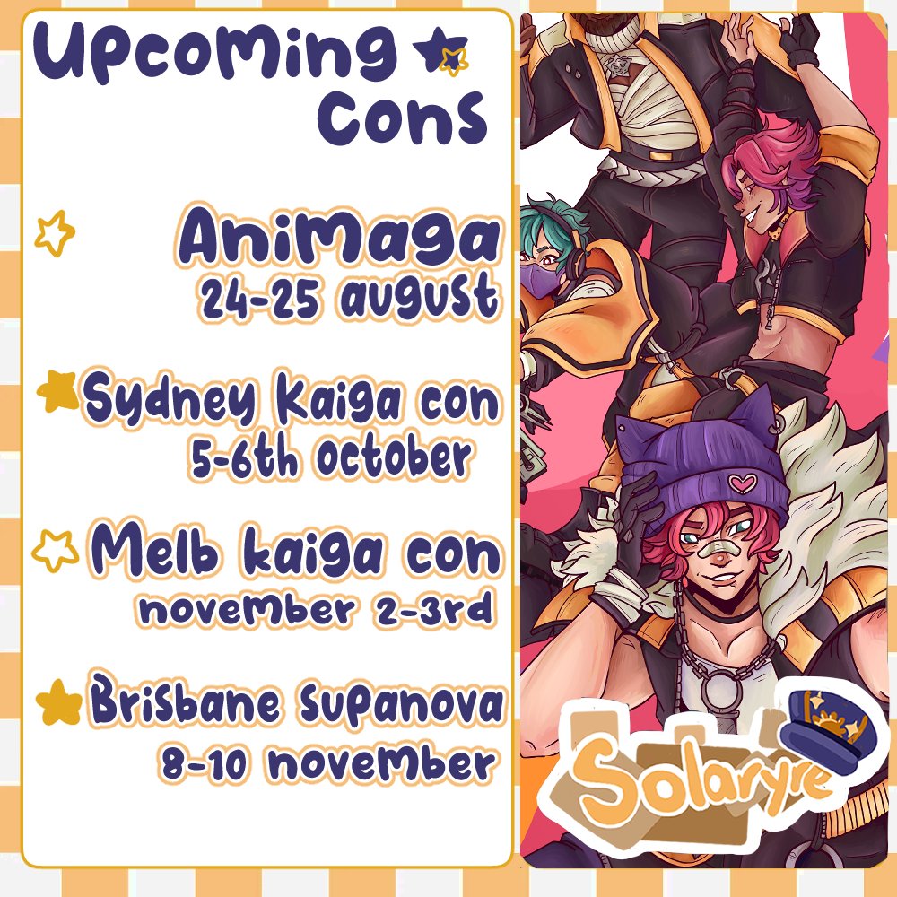 Rest of the events ill be at this year!! im super hyped to have some new products coming for Animaga and future cons! im so sad to skip Adlnova this year but maybe next year. Keep a eye out closer to the events for a catalouge showing what ill have closer to the events <3