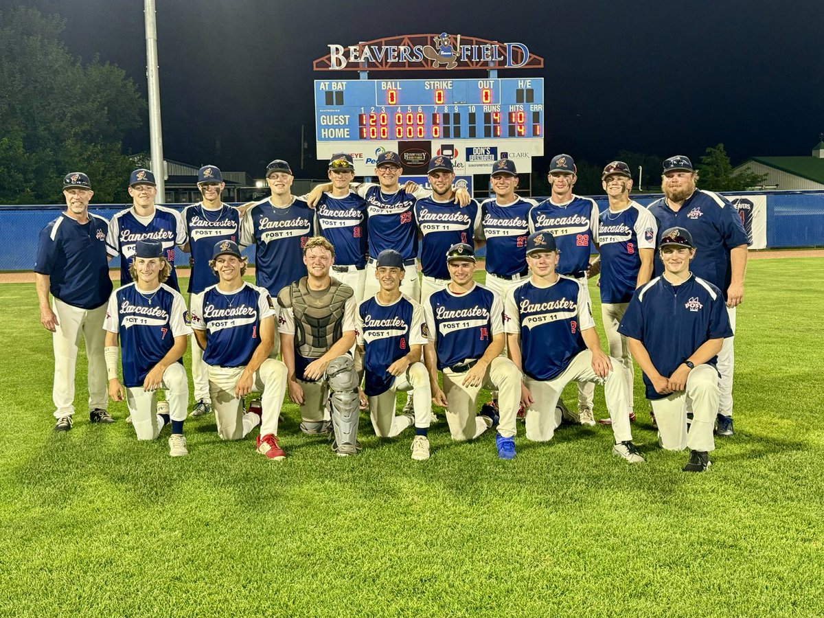 Huge congrats to Lancaster Post 11 for winning District 8, Region 6  District Championship to secure a spot in the American Legion State Tournament. ⁦<a href="/BeaversField/">Beavers Field/The Beavers Dam</a>⁩ ⁦<a href="/lancasterpost11/">Lancaster Post 11</a>⁩