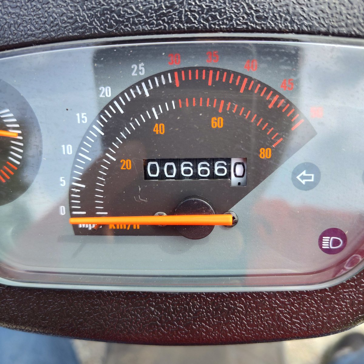 My scooter bears the mark of the beast.

Hail Satan!