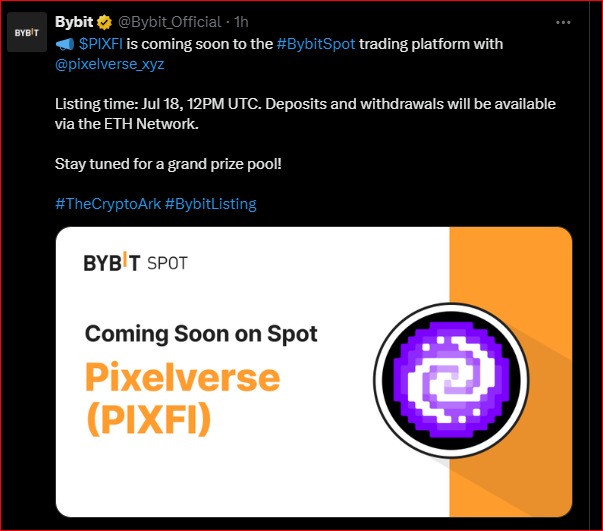 WamananuSamuel's tweet photo. π You are not Hyped enough for whats to come. πβ¨
π₯ #PIXF is set to launch on #BybitSpot with @pixelverse_xyz!
π
Mark your calendars: Jul 18, 12PM UTC. π° Deposits & withdrawals via ETH Network.
Get hyped for an epic prize pool! ππ
#BybitListing #CryptoNews #PIXFI https://t.co/30pbvXcBkp