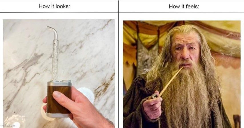 POTVlife's tweet photo. Found this in the r/Vaporents subreddit and it's all too relatable. I don't look it but i FEEL sophisticated 🤵😎 

#vapor #potv #planetofthevapes #vaporizer #vaping #portablevape #potvlife https://t.co/SGkD7gBRGy