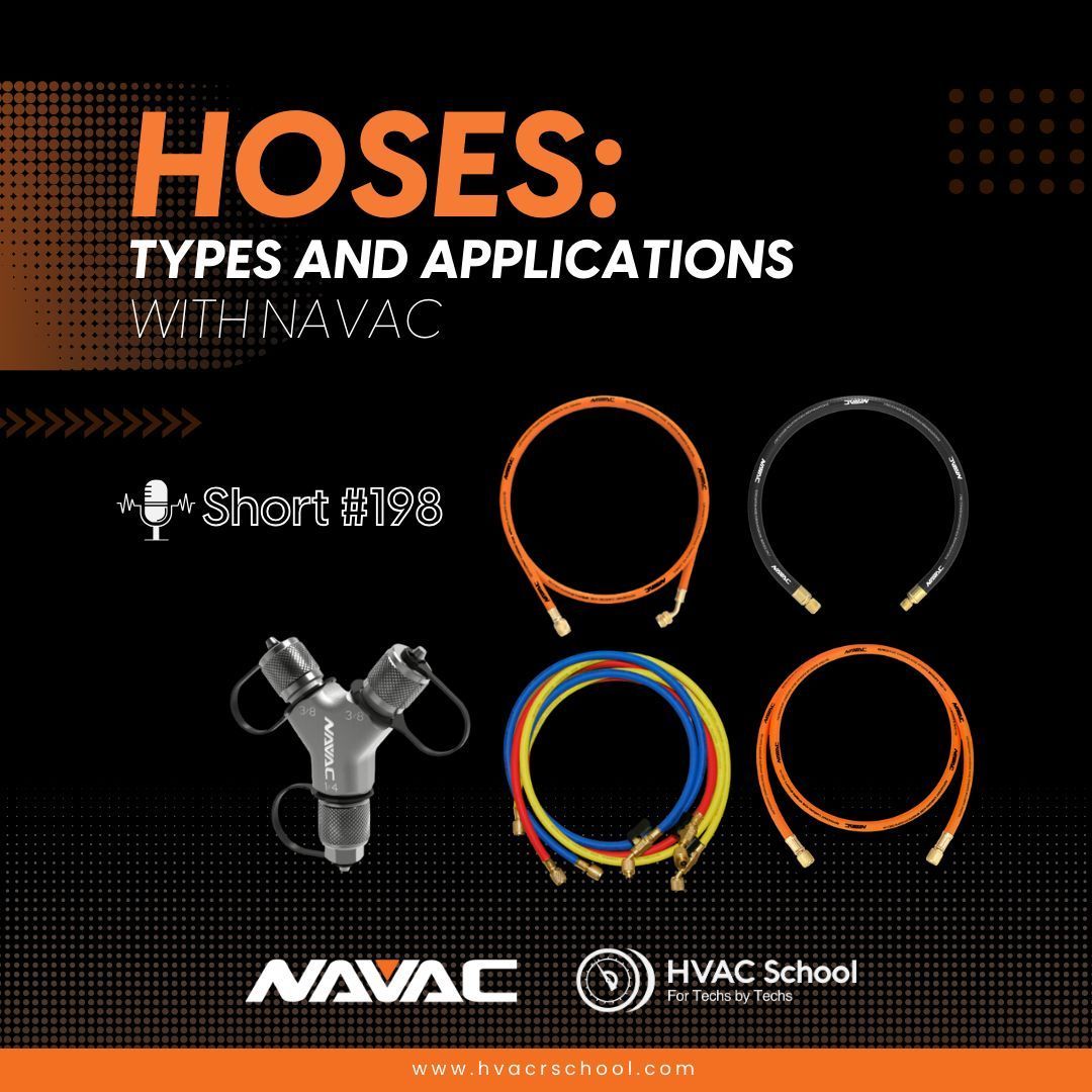 HVACRSchool's tweet photo. In this quick episode, Bryan dives into the world of hoses and their applications, highlighting NAVAC hoses. Learn about how to pick the ideal hose for a job and tips for charging, recovery, and evacuation.
https://t.co/jDdDYZ1klW
#HVAC #NAVAC #HVACTech #HVACLife #HVACSchool https://t.co/NyuLXgxzTn