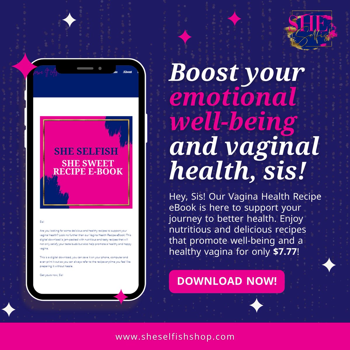 Hey, Sis! 🌺 Our Vagina Health Recipe eBook is designed to boost your emotional well-being and vaginal health. Start your wellness journey today. Download now! 🌿💖

#selfcareisntselfish #selfcareeveryday #selfcareissexy #loveyourself #mentalhealth #mindfulness #positivevibes