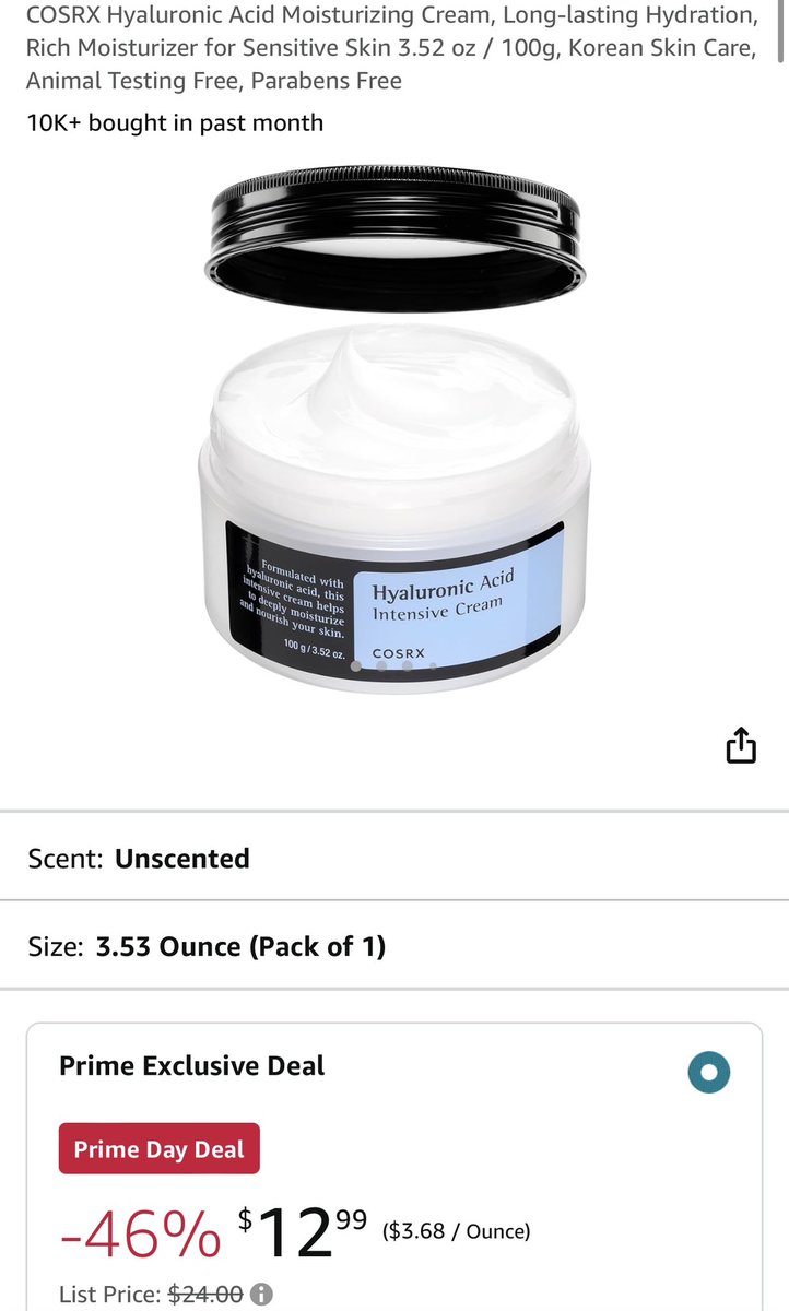 This snail mucin moisturizer is highly recommended so I’m excited to try it at 46% off!
Note: all Snail mucin products tend to feel
A bit slimey so skip that if if it’s an issue for you;) 

amzn.to/3zH8aYO #amazonprime #AmazonPrimeDay -#AmazonPrimeDay2024