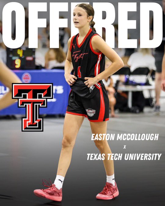 Excited to announce I have received an offer from <a href="/LadyRaiderWBB/">Lady Raider Basketball</a> !! Thank you <a href="/CoachGerlich/">Krista Gerlich</a>, <a href="/ErikDeRooTTU/">Erik DeRoo</a>, and staff for believing in me! ❤️🖤