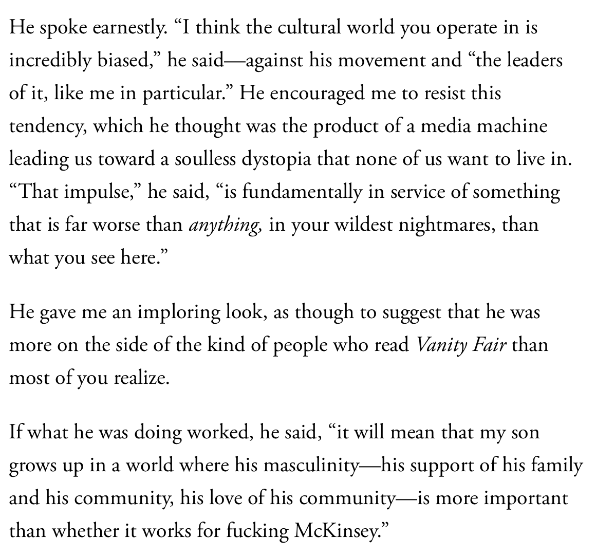 Out of all the quotes I've published from Vance, it's this snippet that I'd pick that best shows the man and why he got into politics