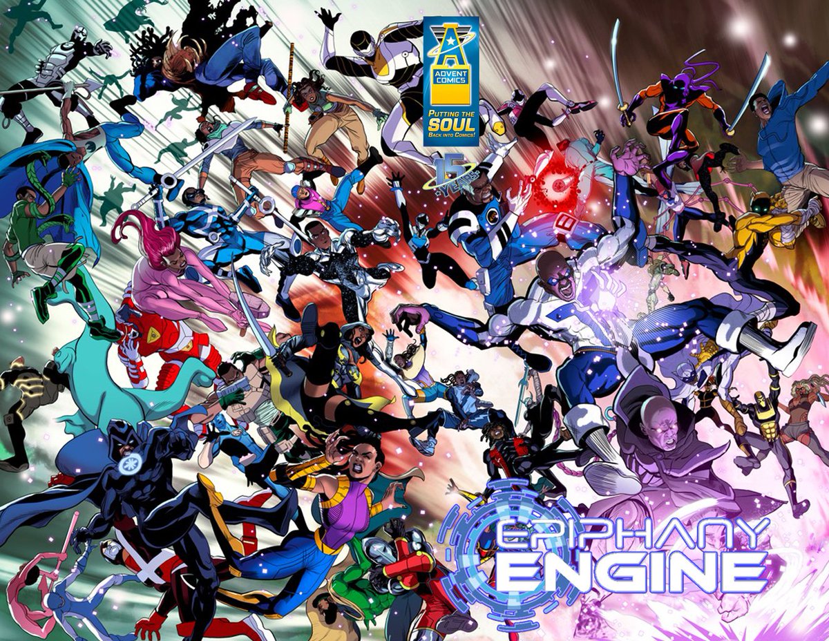 AdventComics's tweet photo. We're chopping the goal down!!  Less than $2k away from the funding goal!!  EPIPHANY ENGINE is an epic, 192-page graphic novel that brings together over 40 Comic Publishers in one crossover!

https://t.co/pZfC1CzlJR

 #TuesdayMotivaton #indiecomics #TuesdayBlessings #comicbooks https://t.co/40C57UhmsP