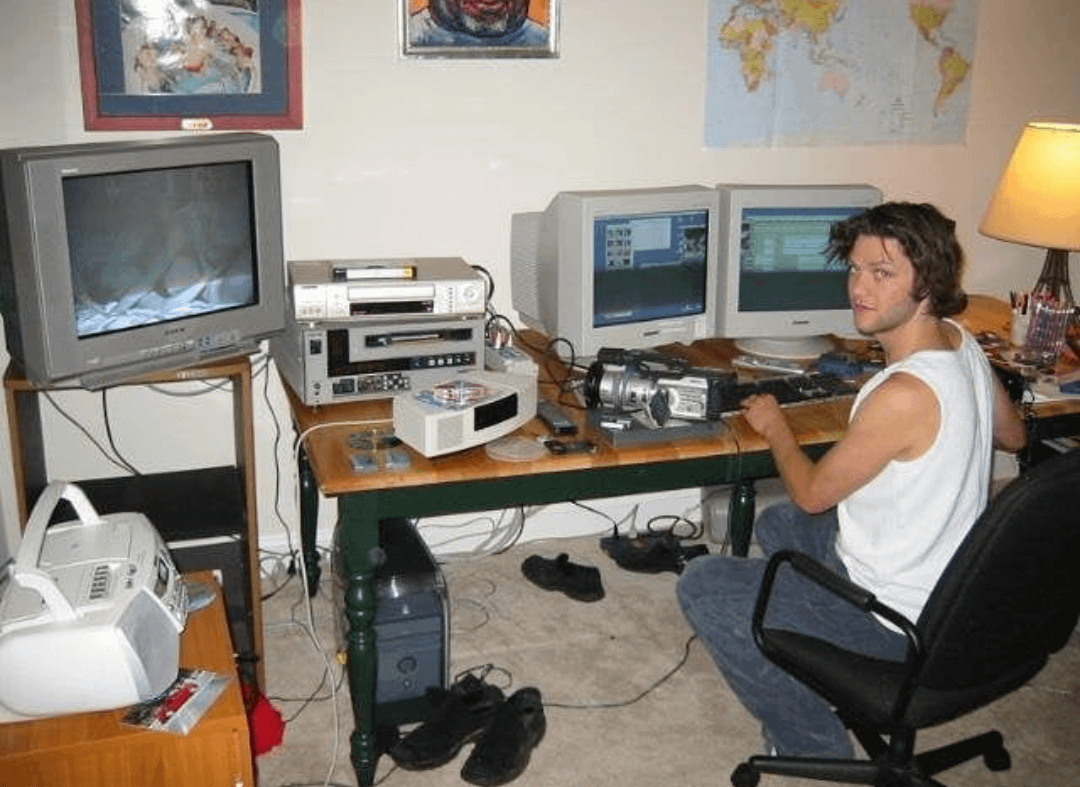 Bam Margera had a pretty sick VHS editing station.