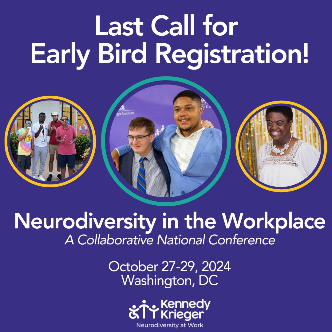 Don’t miss out! Early bird registration for the Neurodiversity in the Workplace Conference ends 7/31. Register NOW to secure your spot and take advantage of early bird pricing. Visit KennedyKrieger.org/NDW24 to learn more and register. #Neurodiversity2024
