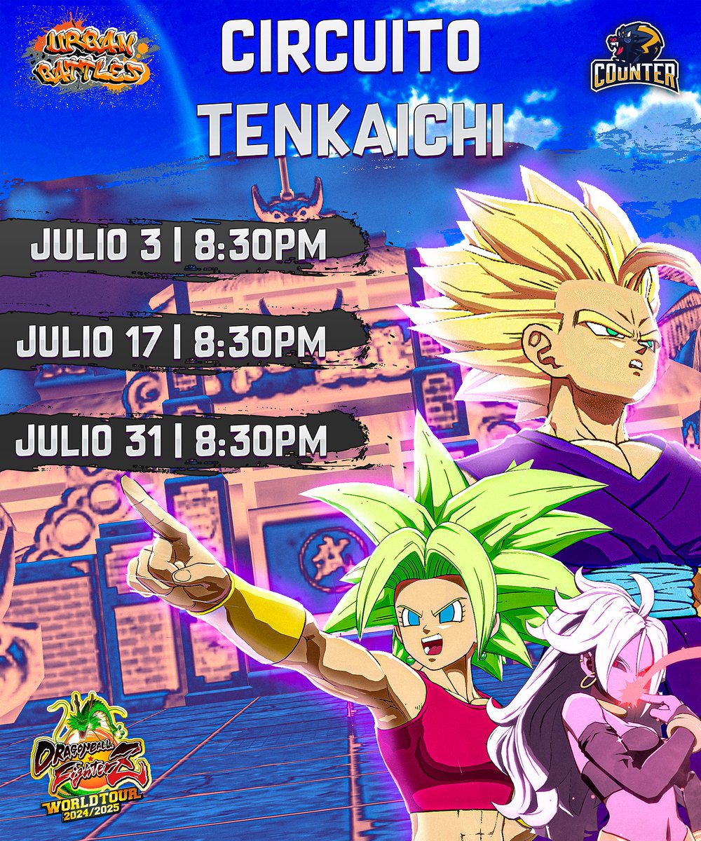 Ultimo día para inscribirse! Y estamos nuevamente muy cerca de la meta de 48+ Participantes así que los esperamos a todos.

También para asegurar que el torneo se corra bien se hará stream a partir del TOP 16 en adelante.

📅 17 de Julio - 20:30hs GMT-3
✍️ start.gg/tenkaichidbfz