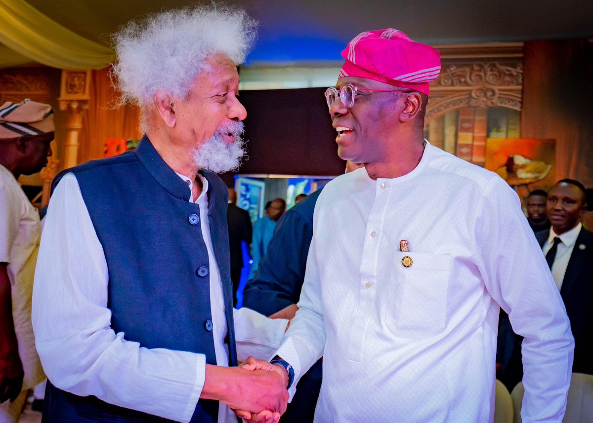 jidesanwoolu's tweet photo. This evening, we had the honour of celebrating the 90th birthday of our esteemed Nobel Laureate, Professor Wole Soyinka. 

It was a night of joy, memories, and inspiration as we celebrated his many contributions to literature and touched on how his humanity continue to inspire us all.

The highlight of the evening was unveiling a special portrait of Prof, a true reflection of his enduring legacy. 

His Nobel Prize win many years ago opened the door for many to dream and believe that greatness is achievable. His works transcend time, touching hearts and minds across the globe.

We celebrate not just his 90 years of life but the countless lives he has inspired and continues to inspire. 

Thank you, Professor Wole Soyinka, for showing us that through resilience, creativity, and dedication, we can achieve greatness.
