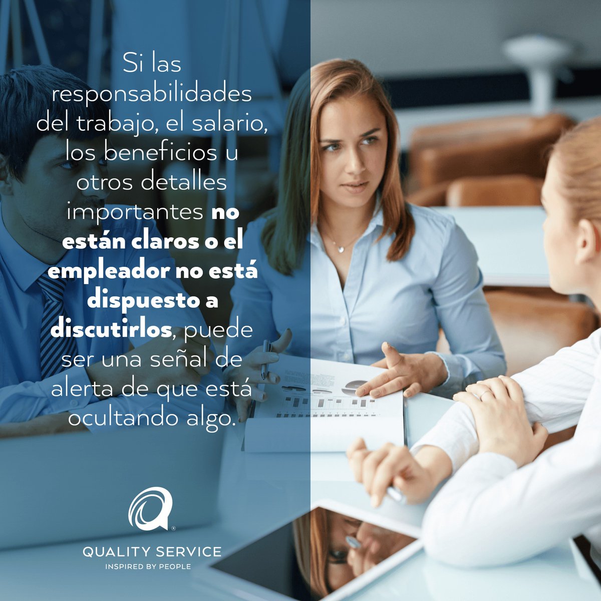 Qsmex_'s tweet photo. Si las responsabilidades del trabajo, el salario, los beneficios u otros detalles importantes no están claros o el empleador no está dispuesto a discutirlos, puede ser una señal de alerta de que está ocultando algo.
📷 https://t.co/AyYw6St9Qv
📷722 581 9857 📷info@qsmex.com https://t.co/hBV5kVoUJC