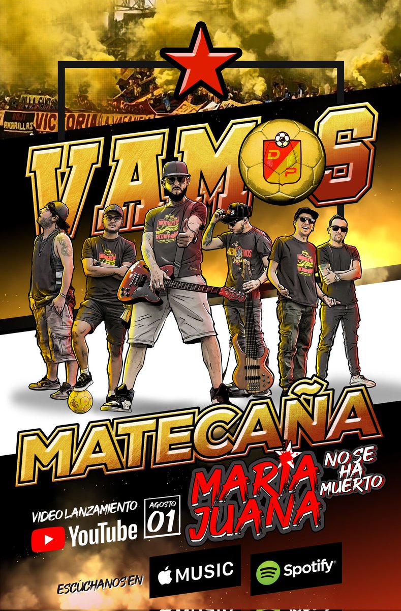 HOLA saludos a tod@s!

🚨#atención COMUNICADO OFICIAL📢

<a href="/MariaJuanaNSHM/">MARIA JUANA NO SE HA MUERTO</a> LANZA NUEVO HIMNO ROCK DEDICADO AL EQUIPO DE FÚTBOL⚽️ DE LA CIUDAD #DeportivoPereira Y A SU HINCHADA 
🟡 VAMOS MATECAÑA🔴  
AGOSTO 01👇 toda la información en las redes sociales de la agrupación