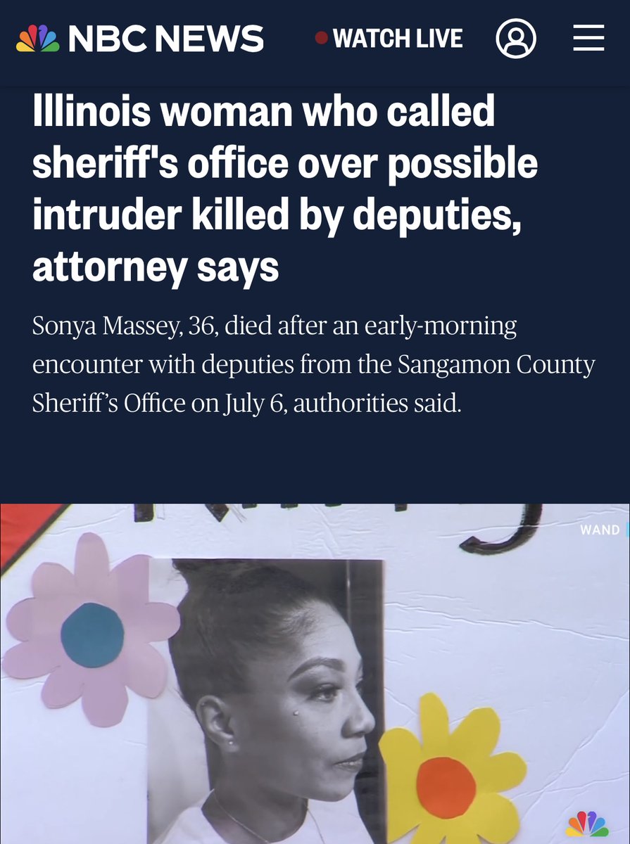 Yet another Black woman who called police for help has been shot + killed by them.

36-year old Sonya Massey called 911 around 1 A.M. b/c of an intruder.

Police arrived. They killed Sonya.

Though her family is demanding police release the bodycam footage, they're refusing to.