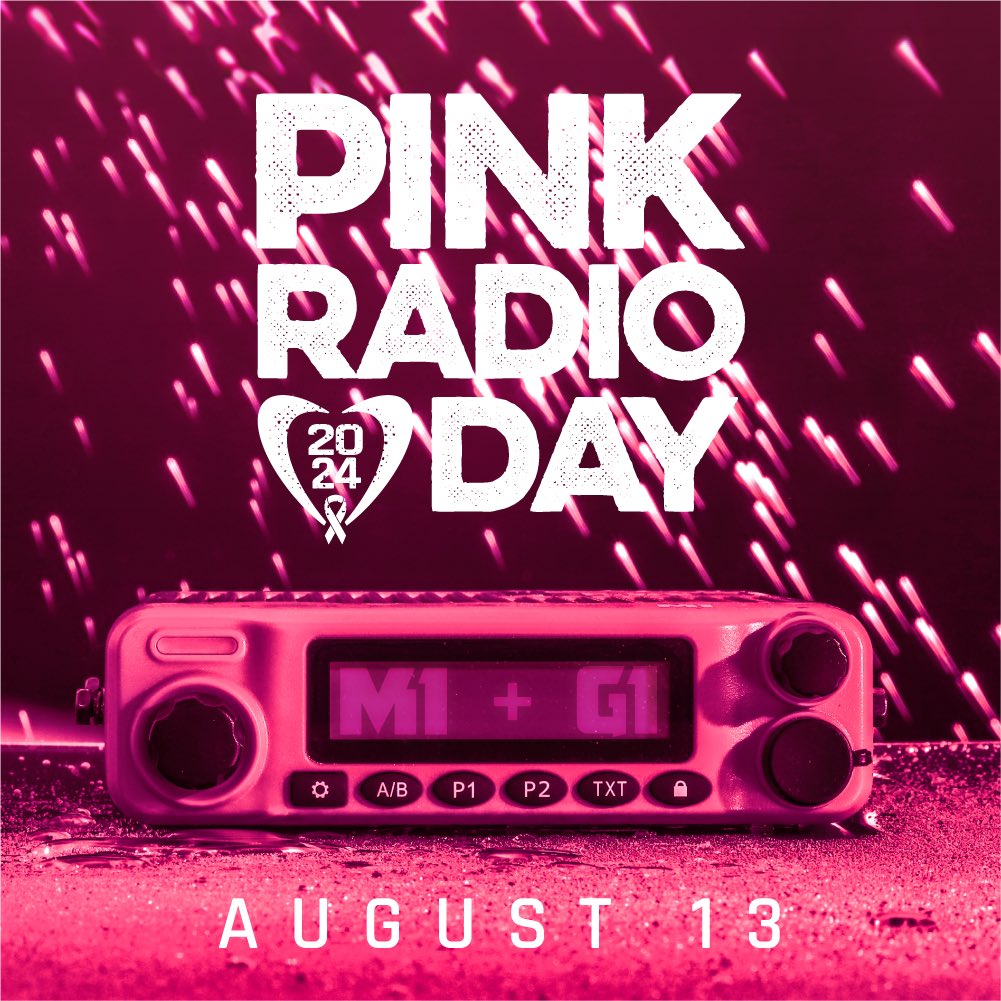Save the date! August 13, 2024 is Pink Radio Day! 
100% of the sale gets donated - including shipping and tax! 
Both GMRS G1 and  Business Band M1 will be available!!
Limited supply and 1 day only! 
#ruggedradios #missionhopecancercenter
#missionhope