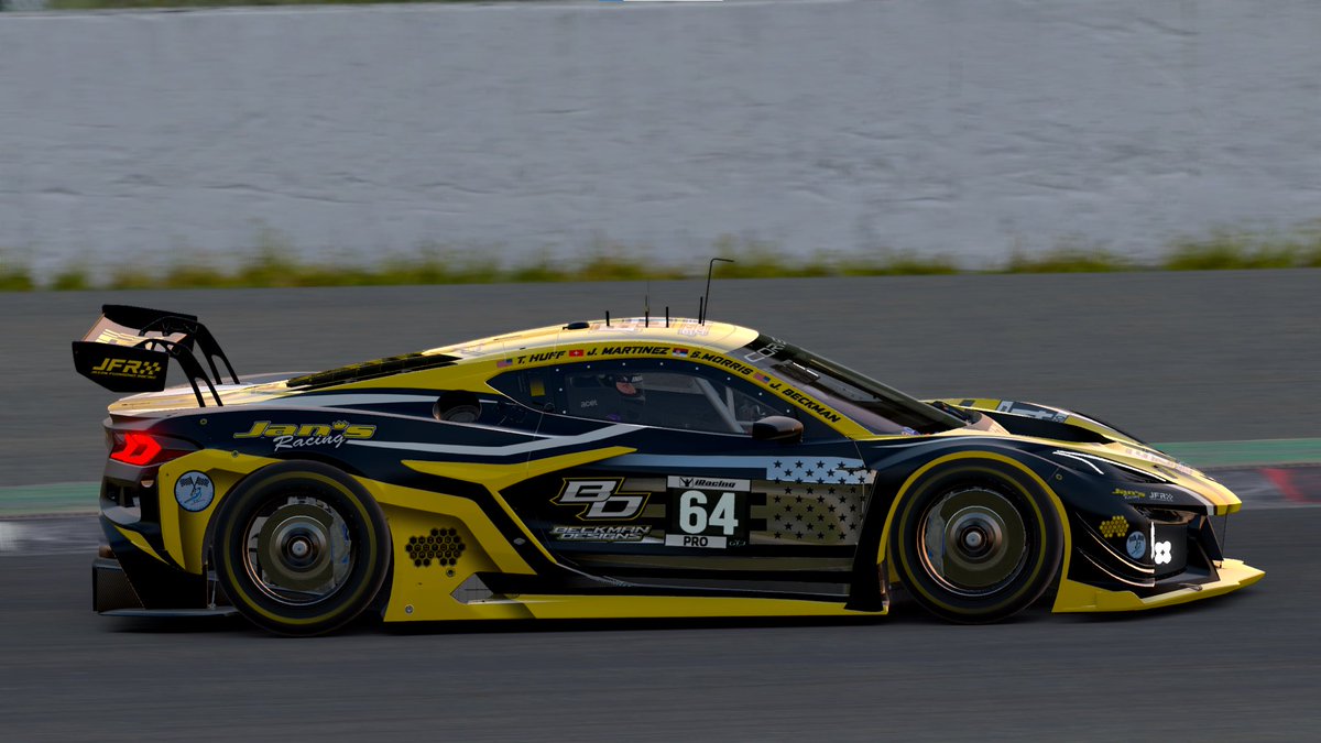 JaxFuiRacing's tweet photo. Another certified banger of a scheme from our partner @Beckman_Designs for the 24 Hours of Spa. 

JFR drivers @HockeySoxx711 @Trevor_S_Huff @kllrbeedriver along with Jayden Martinez of Jaybird Motorsports will be piloting this rocket ship for a race twice around the clock! https://t.co/xNVDQuVfDV