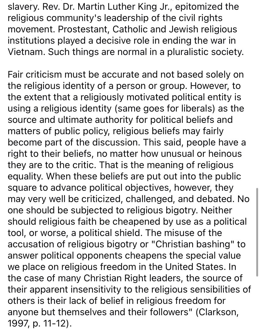 Look familiar? 

Pages 10-11 from “Eternal Hostility: The Struggle Between Theocracy and Democracy” by Frederick Clarkson lay out the playbook for the contemporary illiberalism shared by both the left and the right. 

Not a peace building dynamic.
