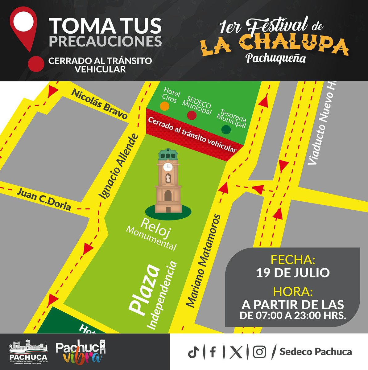 Te esperamos al 1er Festival🎊  de la #ChalupaPachuqueña! 
El próximo viernes de 19 de julio 🗓️  a partir de las 12:00 horas 🕣. 
Asiste con toda tu familia👨‍👩‍👦‍👦 y amig@s 🙋🙋‍♀️!