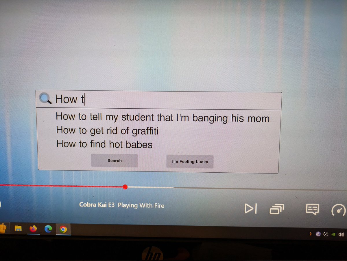 colcatron's tweet photo. I defy anyone to find a better example of storytelling and continuity than Johnny Lawrence's search history in Cobra Kai season 5 #CobraKai https://t.co/OBKNlZfe40