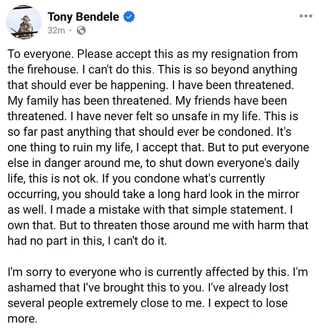 Looks like after the anti–cancel culture warriors got their pitchforks out &amp; targeted this random guy, he not only lost his job, but his family/friends were threatened with violence &amp; the fire dept received a bomb threat.

If you're celebrating this as a win, rethink some things.