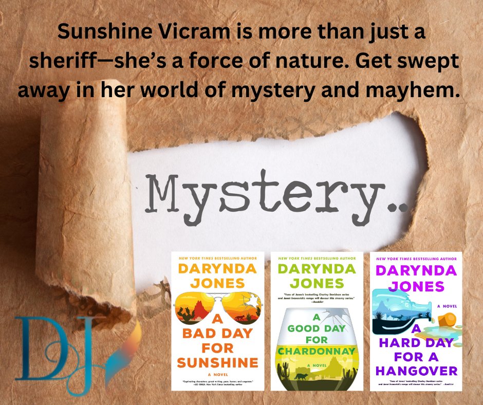 Darynda's tweet photo. Sunshine Vicram is more than just a sheriff—she’s a force of nature. Get swept away in her world of mystery and mayhem. #SunshineVicram https://t.co/YZVfgSu8tB https://t.co/rQgtDyEV2v